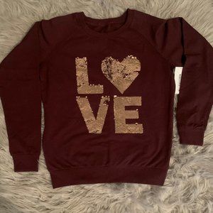 Girls Burgundy Sweatshirt with Sequence